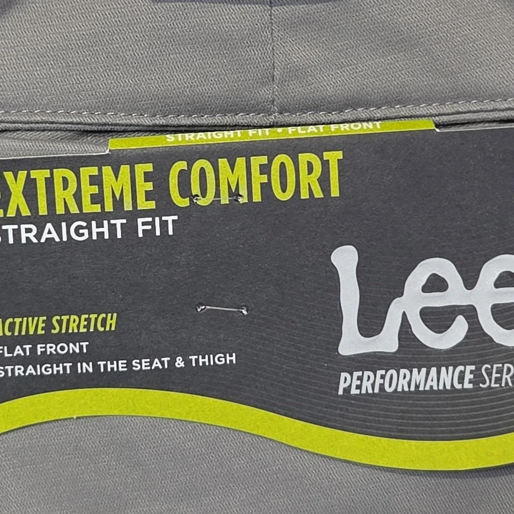 Lee Extreme Comfort Straight Fit Pants Men's 40x30 Iron Gray Flex Waist NWT